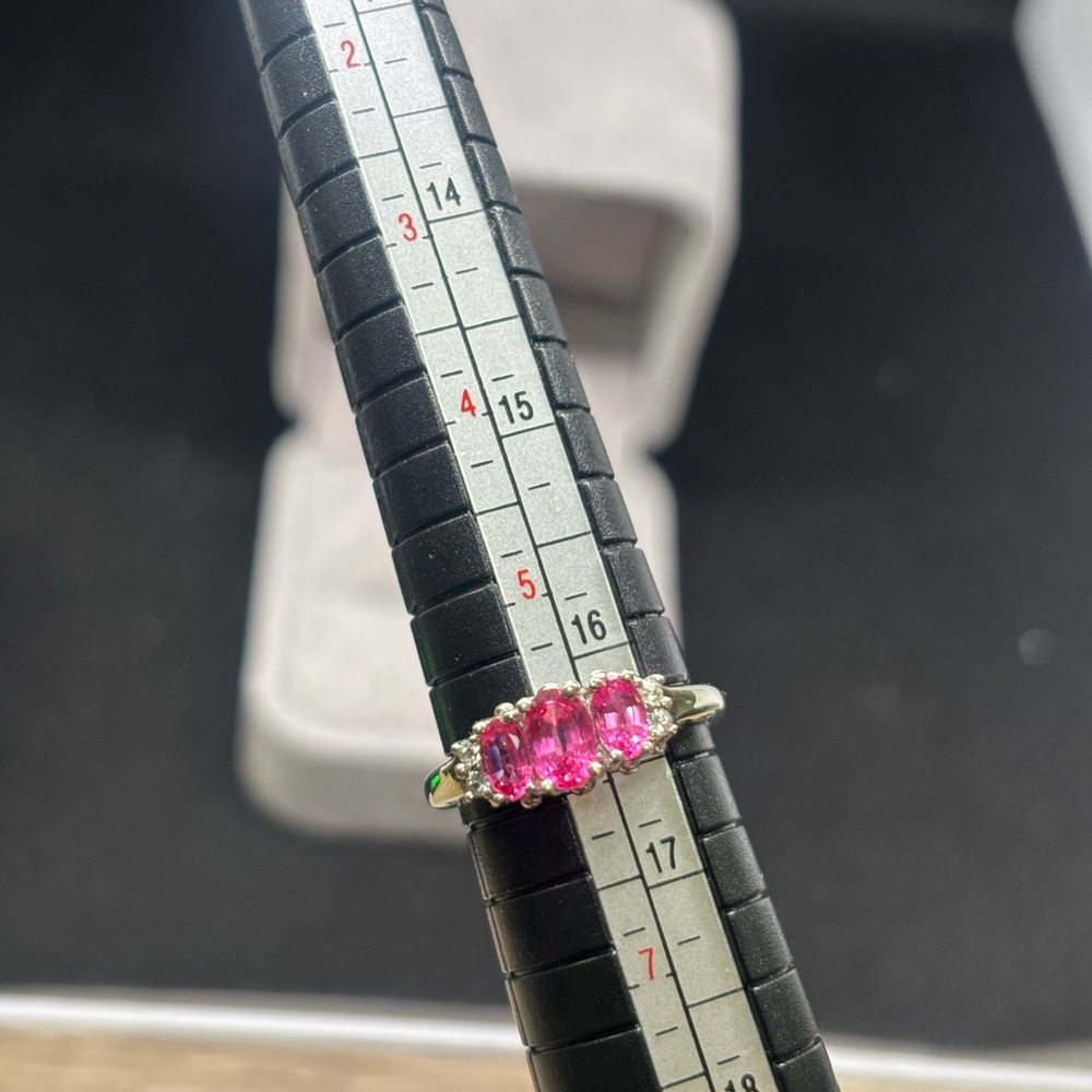 9K Gold Natural Bright Pink Sapphires Ring, $1495 APPRAISED, size 6 - Picture 7 of 11
